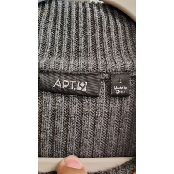 Apt. 0 Men's Large Charcoal Zip-Up Cardigan Sweater - Picture 3 of 5